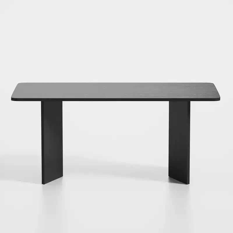 Mesa de Comedor de Casa de Campo de Madera Maciza de 170 x 85 cm con Patas en Forma de V y Tablero Cuadrado de Madera para Comedores Modernos y Reuniones Familiares, Color Negro