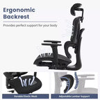 Silla de oficina de malla ergonómica premium con reposacabezas ajustable, soporte lumbar, reposabrazos 3D, diseño transpirable para el hogar y la oficina