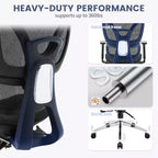 Silla de oficina de malla ergonómica premium con reposacabezas ajustable, soporte lumbar, reposabrazos 3D, diseño transpirable para el hogar y la oficina