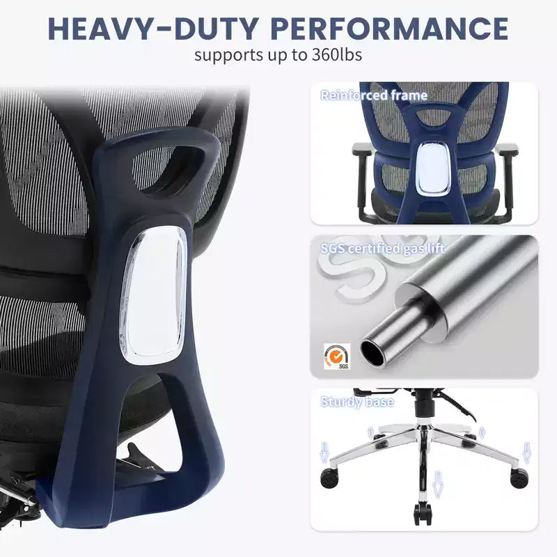 Premium Ergonomic Mesh Office Chair with Adjustable Headrest, Lumbar Support, 3D Armrests, Breathable Design for Home & Office