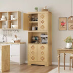 Mueble de despensa de 183 cm, vitrina de cocina con encimera para microondas, armario de madera para comedor, sala de estar