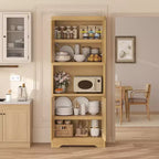 Mueble de despensa de 183 cm, vitrina de cocina con encimera para microondas, armario de madera para comedor, sala de estar