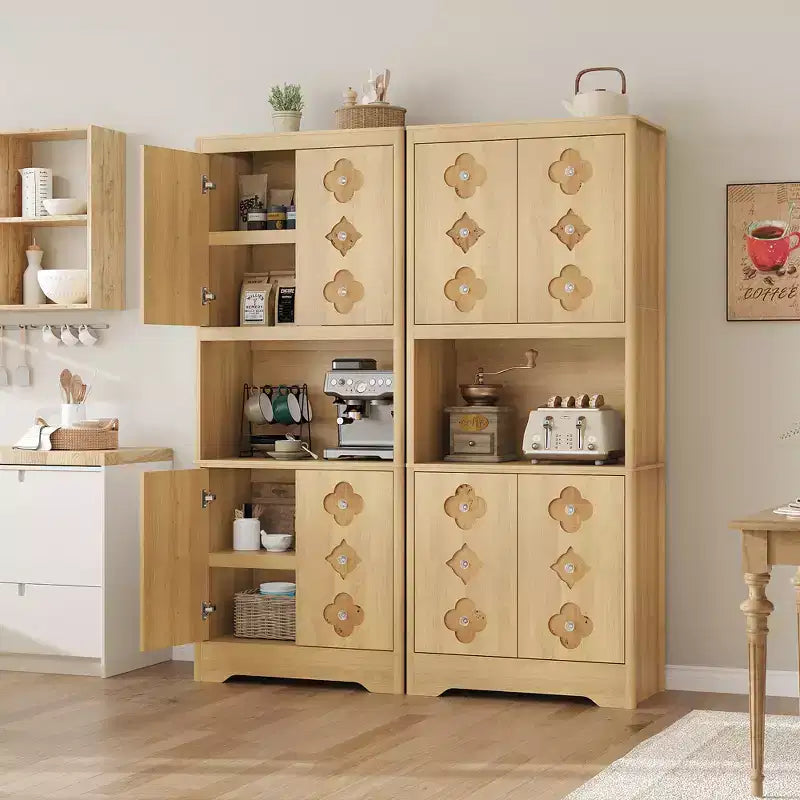 Mueble de despensa de 183 cm, vitrina de cocina con encimera para microondas, armario de madera para comedor, sala de estar