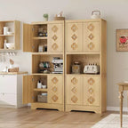 Mueble de despensa de 183 cm, vitrina de cocina con encimera para microondas, armario de madera para comedor, sala de estar
