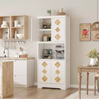 Mueble de despensa de 183 cm, vitrina de cocina con encimera para microondas, armario de madera para comedor, sala de estar