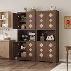 Mueble de despensa de 183 cm, vitrina de cocina con encimera para microondas, armario de madera para comedor, sala de estar