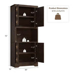 Mueble de despensa de 183 cm, vitrina de cocina con encimera para microondas, armario de madera para comedor, sala de estar