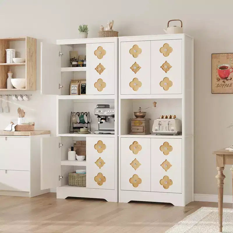 72 Tall Pantry Cabinet, Kitchen Hutch Storage Cabinet with Countertop for Microwave,Wooden Cupboard for Dining Room, Living Room