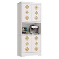 72 Tall Pantry Cabinet, Kitchen Hutch Storage Cabinet with Countertop for Microwave,Wooden Cupboard for Dining Room, Living Room