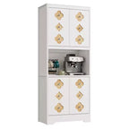 72 Tall Pantry Cabinet, Kitchen Hutch Storage Cabinet with Countertop for Microwave,Wooden Cupboard for Dining Room, Living Room