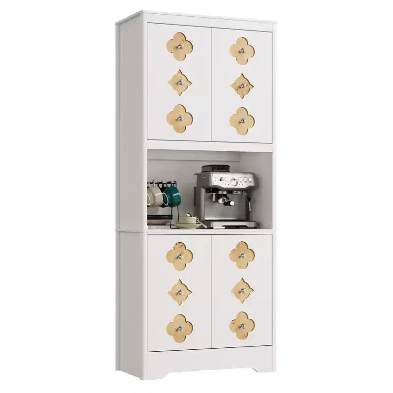 72 Tall Pantry Cabinet, Kitchen Hutch Storage Cabinet with Countertop for Microwave,Wooden Cupboard for Dining Room, Living Room