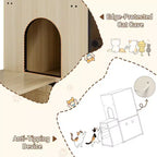 Mueble de Arena para Gatos con Doble Capa, Puertas y Escalera, Mueble 2 en 1 con Arenero Oculto y Estante de Almacenamiento, Gabinete Casa para Gatos