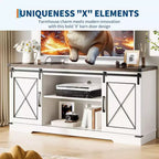 Mueble de TV rústico de 65 pulgadas con puertas corredizas estilo granero, estante ajustable y gabinete de almacenamiento para sala de estar o dormitorio, centro de entretenimiento