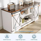 Mueble de TV rústico de 65 pulgadas con puertas corredizas estilo granero, estante ajustable y gabinete de almacenamiento para sala de estar o dormitorio, centro de entretenimiento