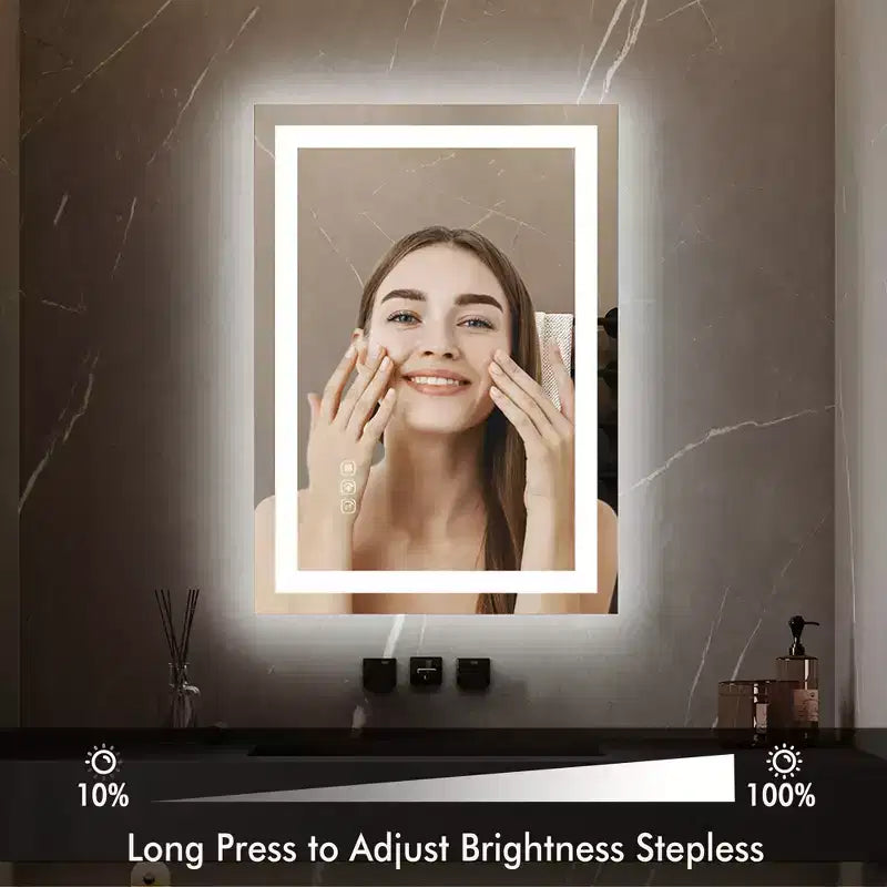 LED Bathroom Mirror with Lights - Large Frameless Vanity Mirror, Dimmable Front & Backlit, Anti-Fog, Memory, 3 Color Modes, Shatter-Proof