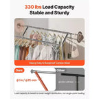 Burro de Ropa Rodante Resistente-Acero al Carbono, 2 Barras Colgantes, Cesta de Almacenamiento, 150 kg de Carga, Extensible