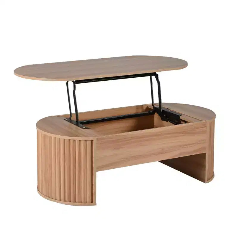 Mesa de centro elevable de 47.2'', mesa central ovalada de madera con almacenamiento oculto, mesa de cóctel moderna para sala de estar, dormitorio u oficina