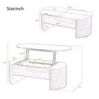 Mesa de centro elevable de 47.2'', mesa central ovalada de madera con almacenamiento oculto, mesa de cóctel moderna para sala de estar, dormitorio u oficina
