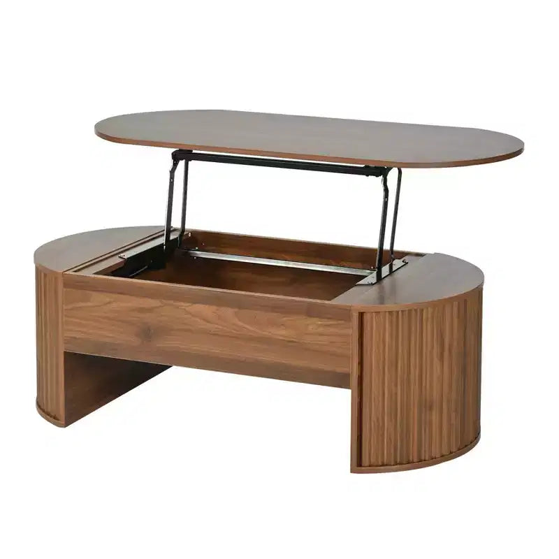 47.2'' Lift Top Coffee Table, Oval Wooden Center Table with Hidden Storage, Modern Cocktail Table for Living Room Bedroom Office