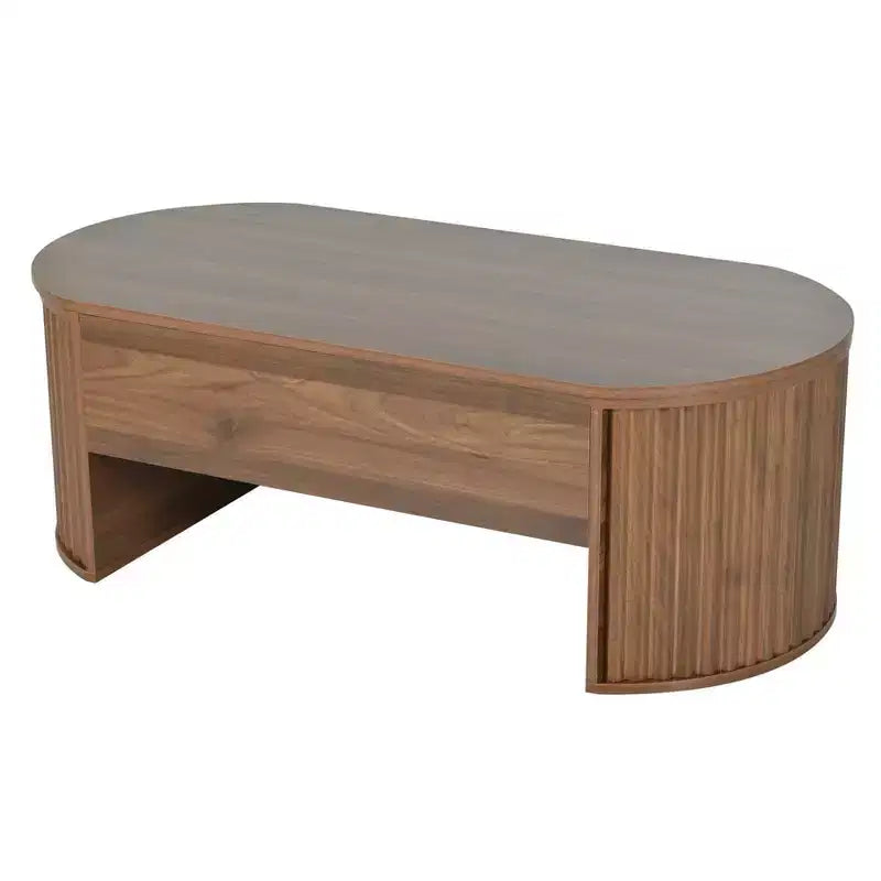 Mesa de centro elevable de 47.2'', mesa central ovalada de madera con almacenamiento oculto, mesa de cóctel moderna para sala de estar, dormitorio u oficina