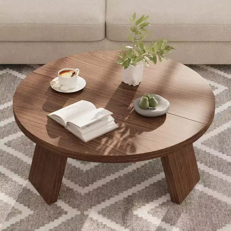 Mesa de centro moderna redonda de 33.5 pulgadas, diseño resistente de 3 patas, mesa de cóctel que ahorra espacio para sala de estar (1 paquete)