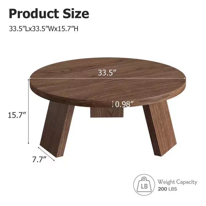 Mesa de centro moderna redonda de 33.5 pulgadas, diseño resistente de 3 patas, mesa de cóctel que ahorra espacio para sala de estar (1 paquete)