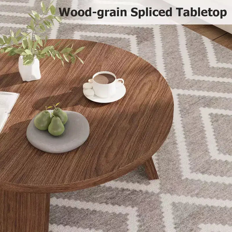 Mesa de centro moderna redonda de 33.5 pulgadas, diseño resistente de 3 patas, mesa de cóctel que ahorra espacio para sala de estar (1 paquete)