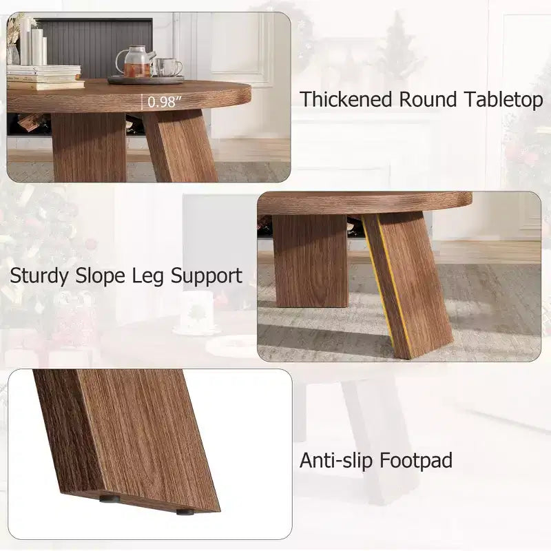Mesa de centro moderna redonda de 33.5 pulgadas, diseño resistente de 3 patas, mesa de cóctel que ahorra espacio para sala de estar (1 paquete)