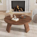 Mesa de centro moderna redonda de 33.5 pulgadas, diseño resistente de 3 patas, mesa de cóctel que ahorra espacio para sala de estar (1 paquete)