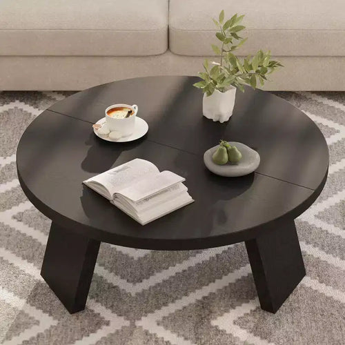 Mesa de centro moderna redonda de 33.5 pulgadas, diseño resistente de 3 patas, mesa de cóctel que ahorra espacio para sala de estar (1 paquete)
