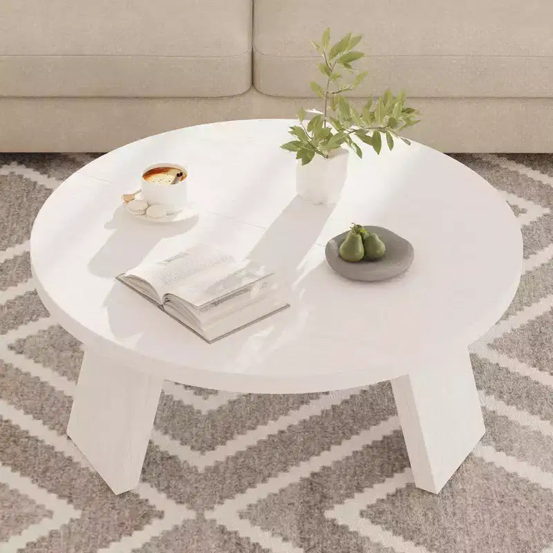 Mesa de centro moderna redonda de 33.5 pulgadas, diseño resistente de 3 patas, mesa de cóctel que ahorra espacio para sala de estar (1 paquete)