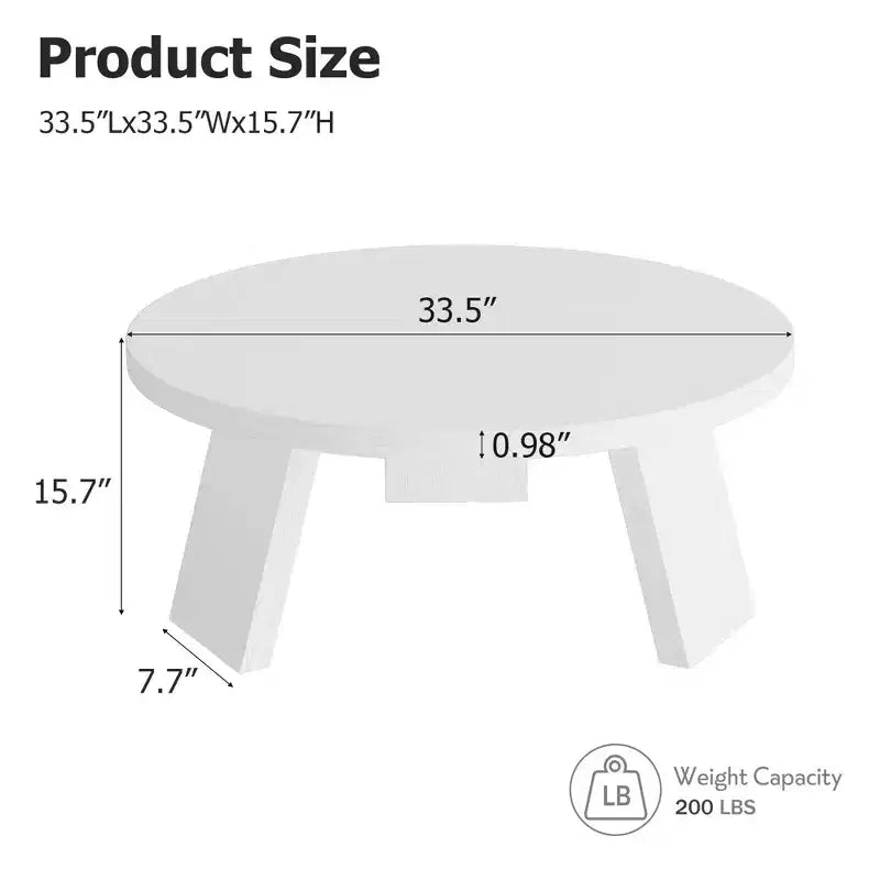 Mesa de centro moderna redonda de 33.5 pulgadas, diseño resistente de 3 patas, mesa de cóctel que ahorra espacio para sala de estar (1 paquete)