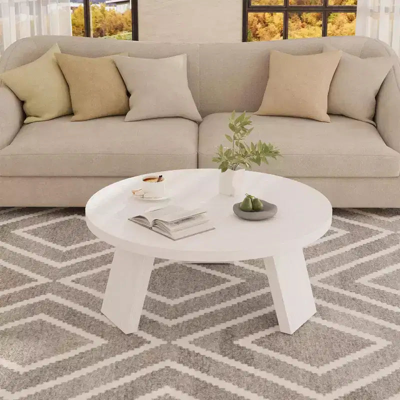 Mesa de centro moderna redonda de 33.5 pulgadas, diseño resistente de 3 patas, mesa de cóctel que ahorra espacio para sala de estar (1 paquete)