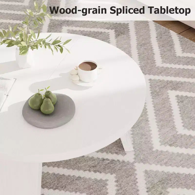 Mesa de centro moderna redonda de 33.5 pulgadas, diseño resistente de 3 patas, mesa de cóctel que ahorra espacio para sala de estar (1 paquete)