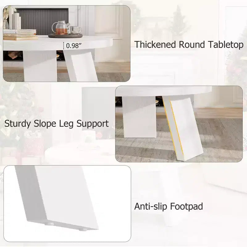 Mesa de centro moderna redonda de 33.5 pulgadas, diseño resistente de 3 patas, mesa de cóctel que ahorra espacio para sala de estar (1 paquete)