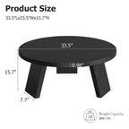 Mesa de centro moderna redonda de 33.5 pulgadas, diseño resistente de 3 patas, mesa de cóctel que ahorra espacio para sala de estar (1 paquete)