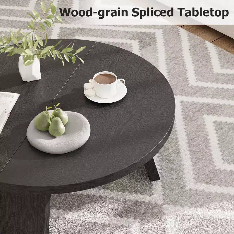 Mesa de centro moderna redonda de 33.5 pulgadas, diseño resistente de 3 patas, mesa de cóctel que ahorra espacio para sala de estar (1 paquete)