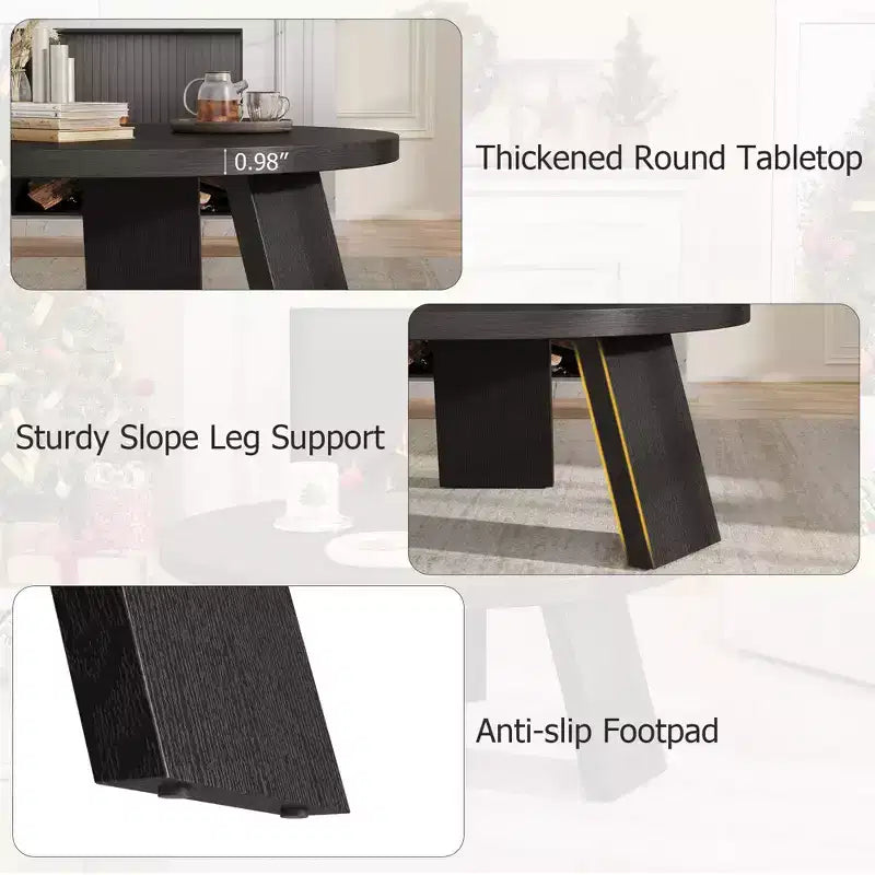 Mesa de centro moderna redonda de 33.5 pulgadas, diseño resistente de 3 patas, mesa de cóctel que ahorra espacio para sala de estar (1 paquete)