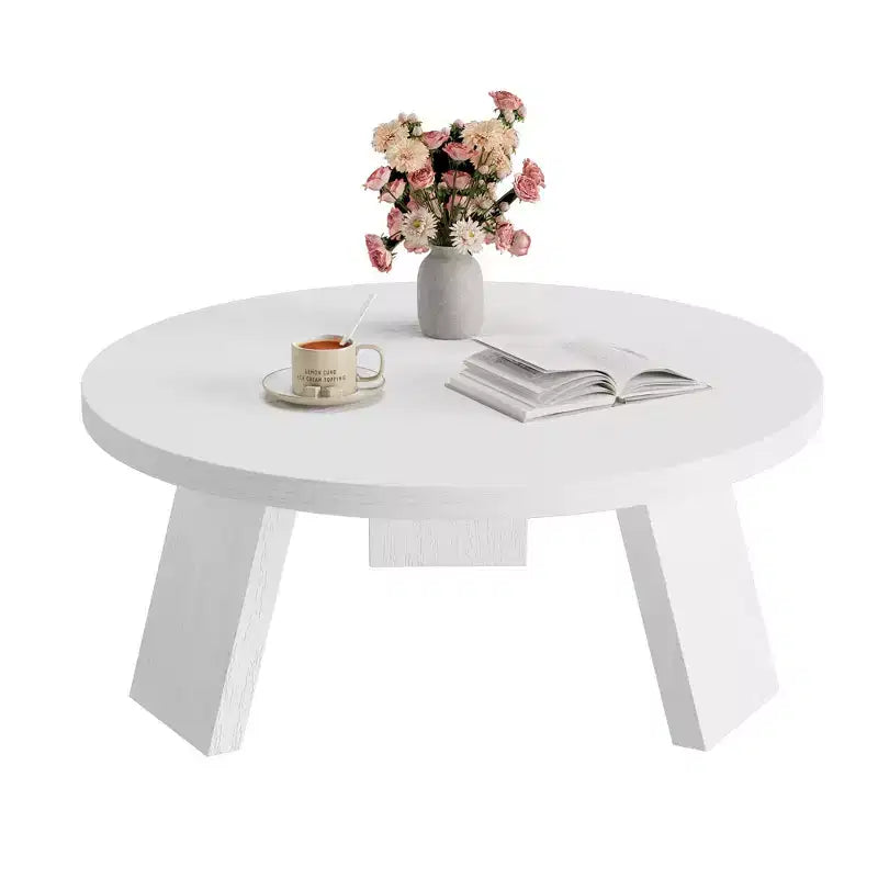 33.5 Round Modern Coffee Table  3-Leg Sturdy Design  Space-Saving Cocktail Table for Living Room (1-Pack)