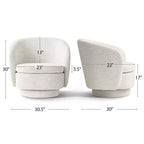 Sillón giratorio moderno de 30.5", tapizado en tela texturizada, sillón redondo individual para sala de estar, dormitorio o rincón de lectura