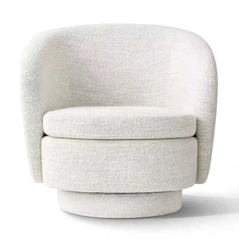Sillón giratorio moderno de 30.5", tapizado en tela texturizada, sillón redondo individual para sala de estar, dormitorio o rincón de lectura
