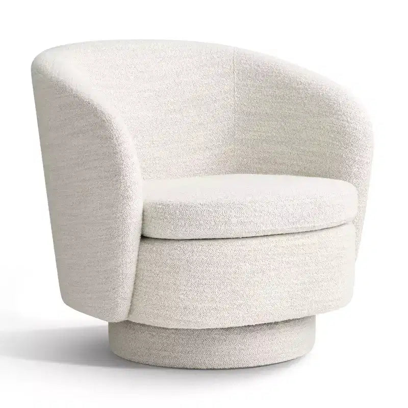 Sillón giratorio moderno de 30.5", tapizado en tela texturizada, sillón redondo individual para sala de estar, dormitorio o rincón de lectura