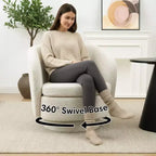 Sillón giratorio moderno de 30.5", tapizado en tela texturizada, sillón redondo individual para sala de estar, dormitorio o rincón de lectura