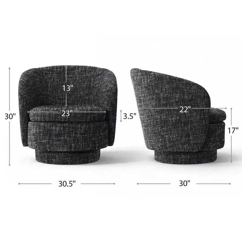 Sillón giratorio moderno de 30.5", tapizado en tela texturizada, sillón redondo individual para sala de estar, dormitorio o rincón de lectura