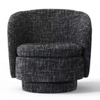 Sillón giratorio moderno de 30.5", tapizado en tela texturizada, sillón redondo individual para sala de estar, dormitorio o rincón de lectura