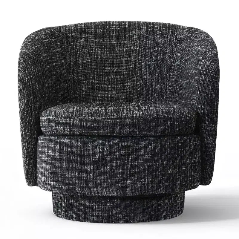 Sillón giratorio moderno de 30.5", tapizado en tela texturizada, sillón redondo individual para sala de estar, dormitorio o rincón de lectura