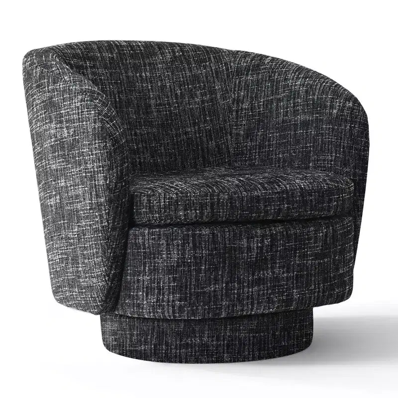 Sillón giratorio moderno de 30.5", tapizado en tela texturizada, sillón redondo individual para sala de estar, dormitorio o rincón de lectura