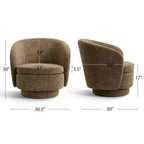 Sillón giratorio moderno de 30.5", tapizado en tela texturizada, sillón redondo individual para sala de estar, dormitorio o rincón de lectura