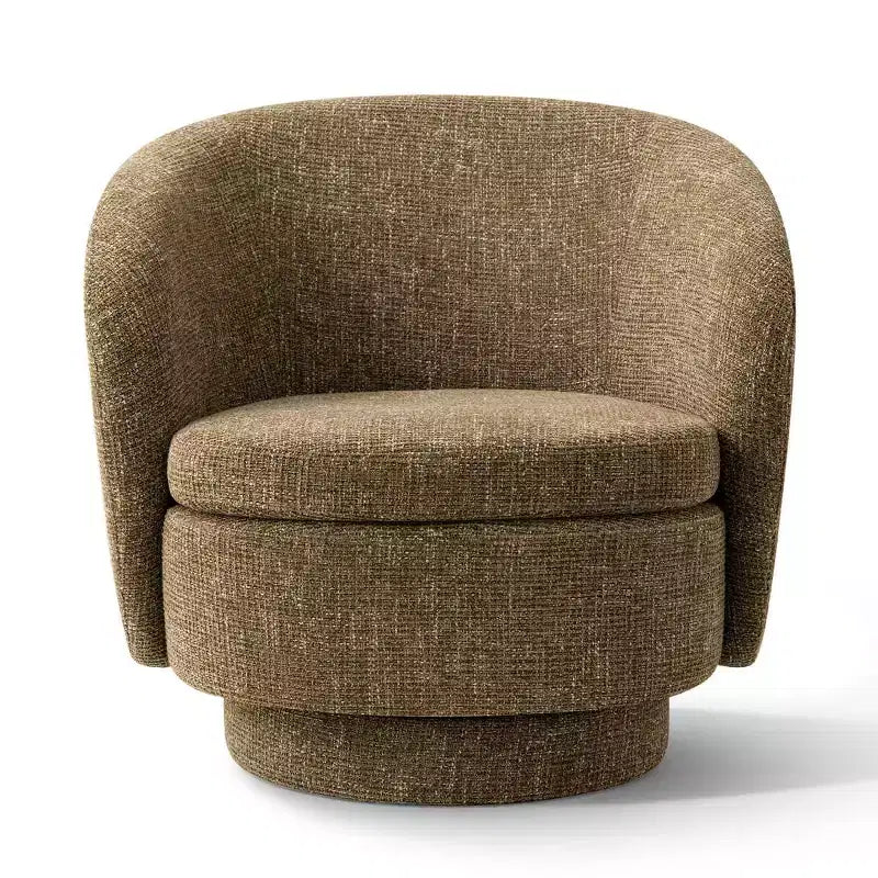 Sillón giratorio moderno de 30.5", tapizado en tela texturizada, sillón redondo individual para sala de estar, dormitorio o rincón de lectura