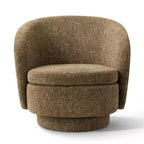 Sillón giratorio moderno de 30.5", tapizado en tela texturizada, sillón redondo individual para sala de estar, dormitorio o rincón de lectura